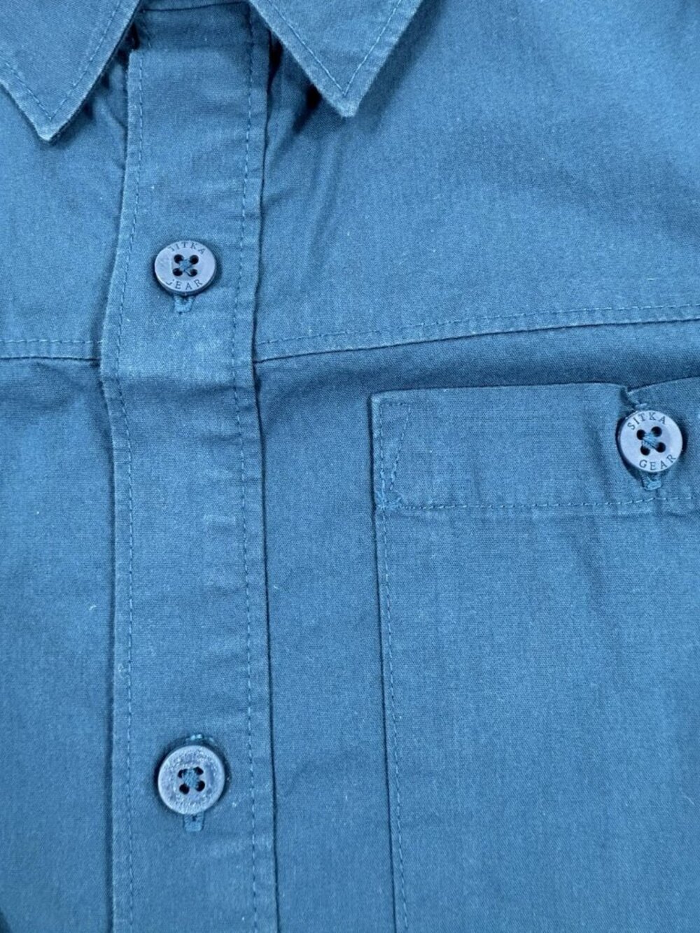 Sitka Mens Shop Shirt Short Sleeve Button Up Size 2XL Blue Outdoor Workwear - Picture 13 of 16